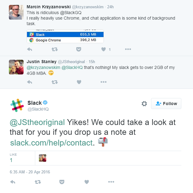 Slack's response to user issues
